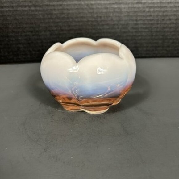 Vintage Duncan Miller Pink Opalescent Glass 5”‎ Hair Receiver w/Rim Footed Bowl - Picture 5 of 16